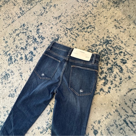 FRAME Le HighSkinny Clyde Dark Wash Distressed New with Tags size 26 - Picture 8 of 10